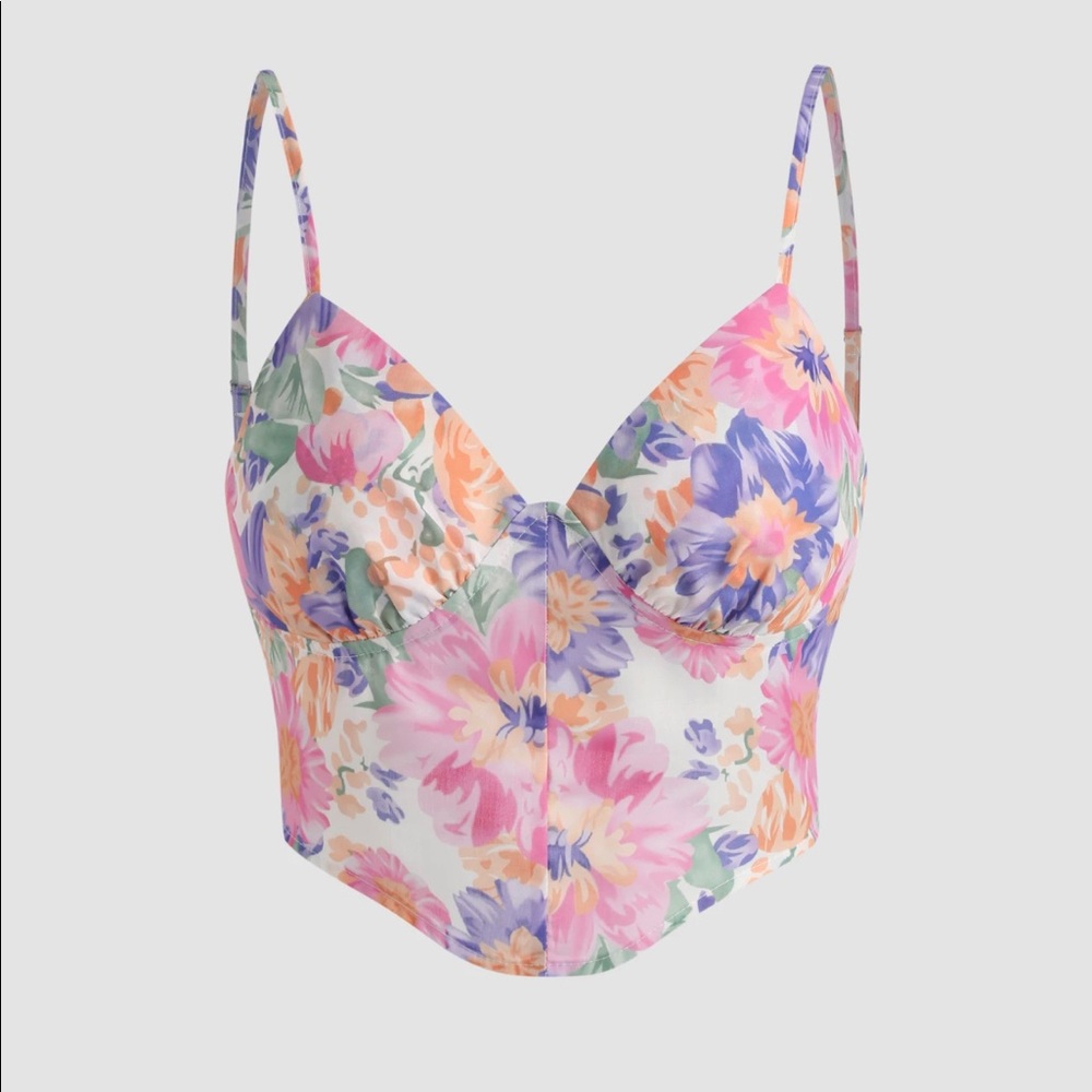 Cider crop floral corset top Beautiful in person! L on tag but fits like M